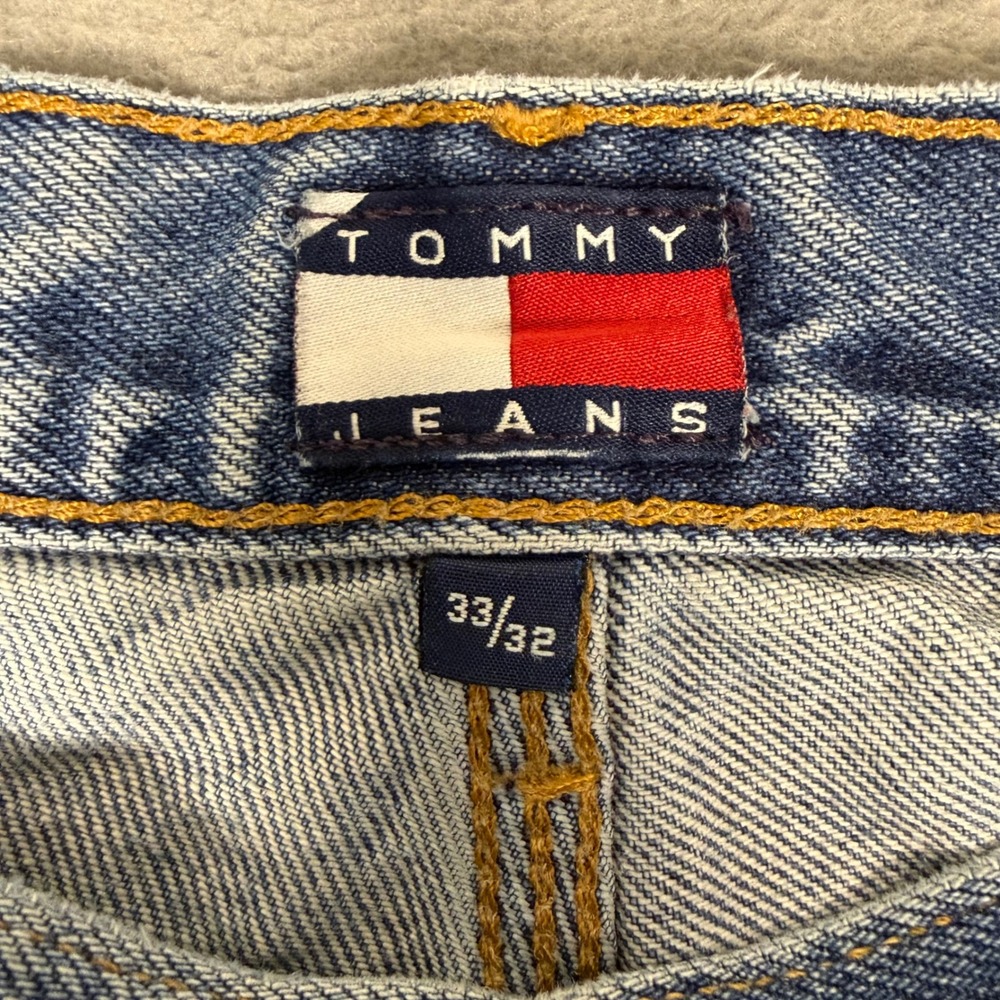 90s Tommy Hilfiger Carpenter Jeans Mens 33x32 Light Distressed 90s Baggy Skater - Picture 4 of 14
